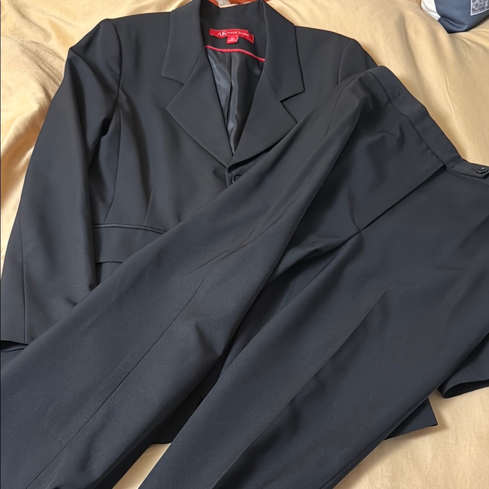 AK Anne Klein black sateen look suit